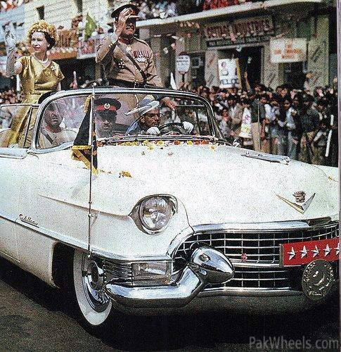 Elizabeth of England with Field Marshal Ayub Khan in Karachi, 1961